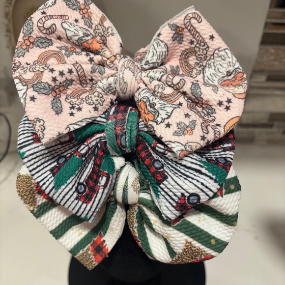 Set of 3 handmade stretch headbands. Christmas themed, 3-24 months - Picture 1 of 13
